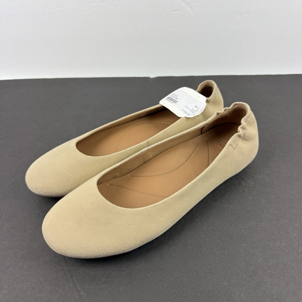 Dansko Mollie Flats 8.5 Sand Suede Slip On Comfort Shoes Womens Brand New